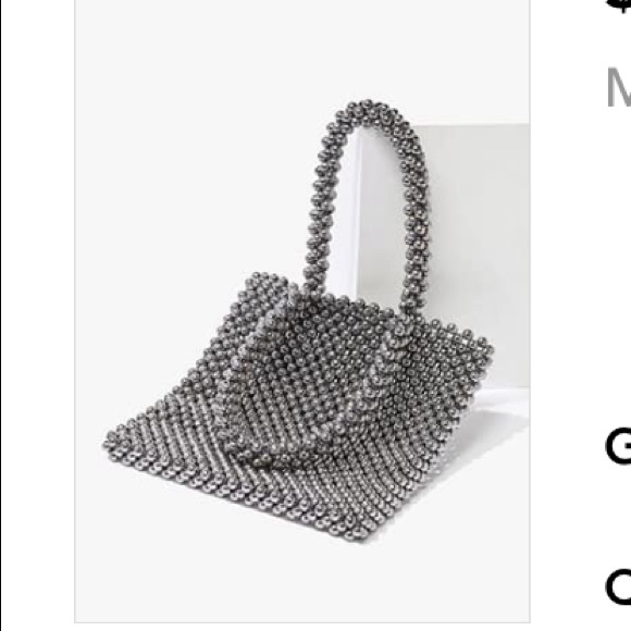 Forever 21 Metallic Mini Beaded Tote - Gunmetal - Picture 2 of 2